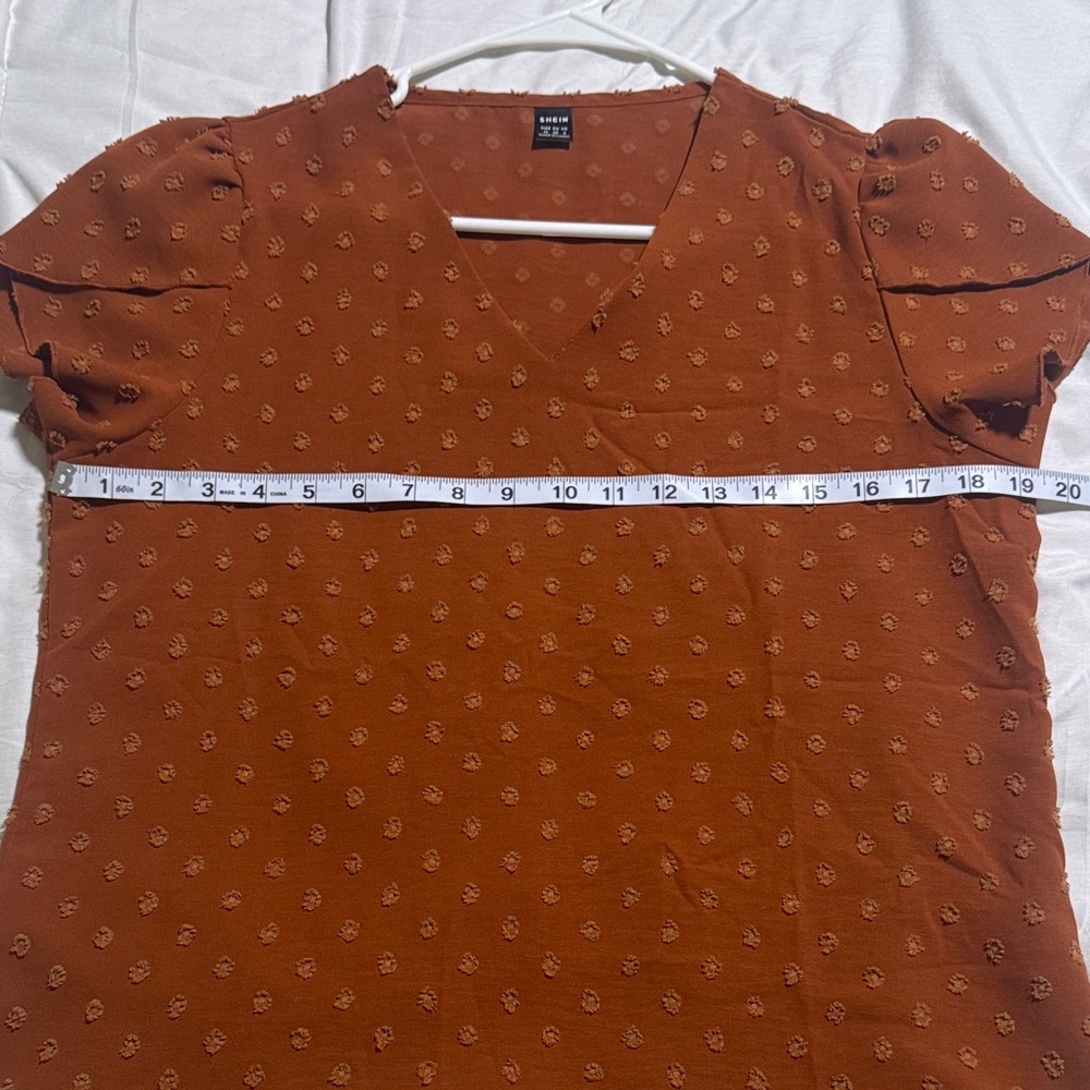 SHEIN Rust V-Neck Blouse - Picture 3 of 5